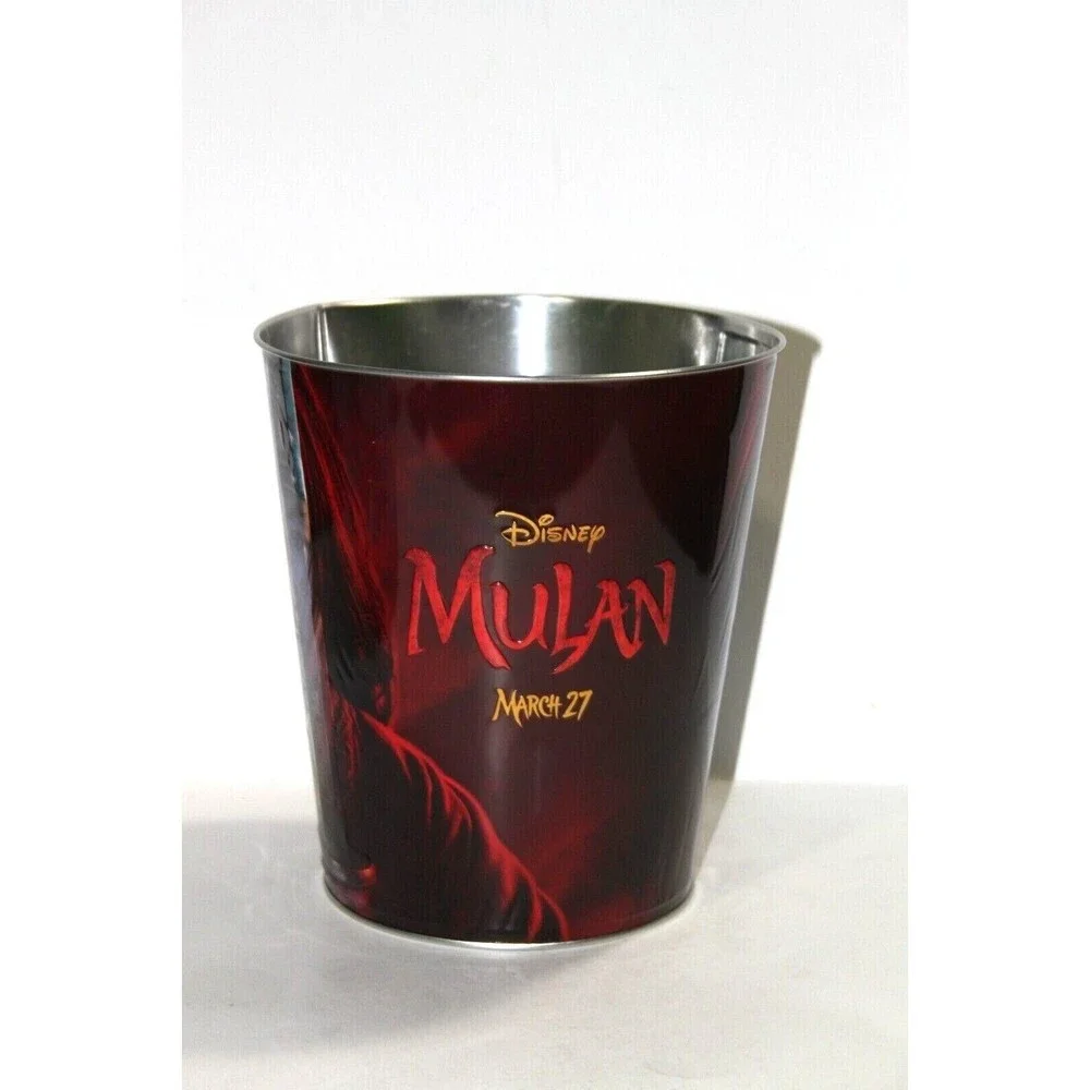 Disney Mulan 2020 Movie Theater Embossed Popcorn Bucket Metal Storage Tin Can